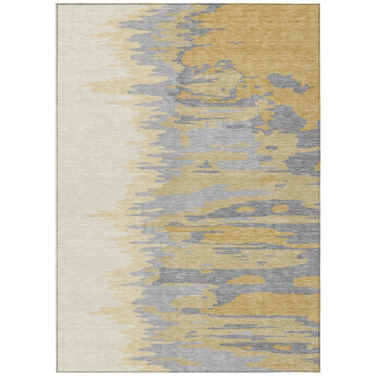 LOOMLAN Rugs Meleya Gold Washable Indoor-Outdoor Rug