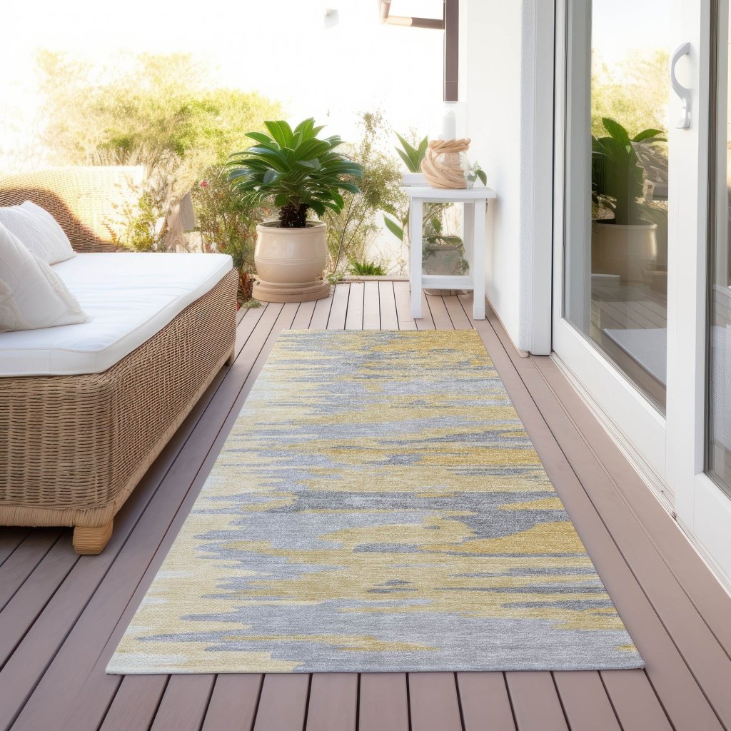 LOOMLAN Rugs Meleya Gold Washable Indoor-Outdoor Rug
