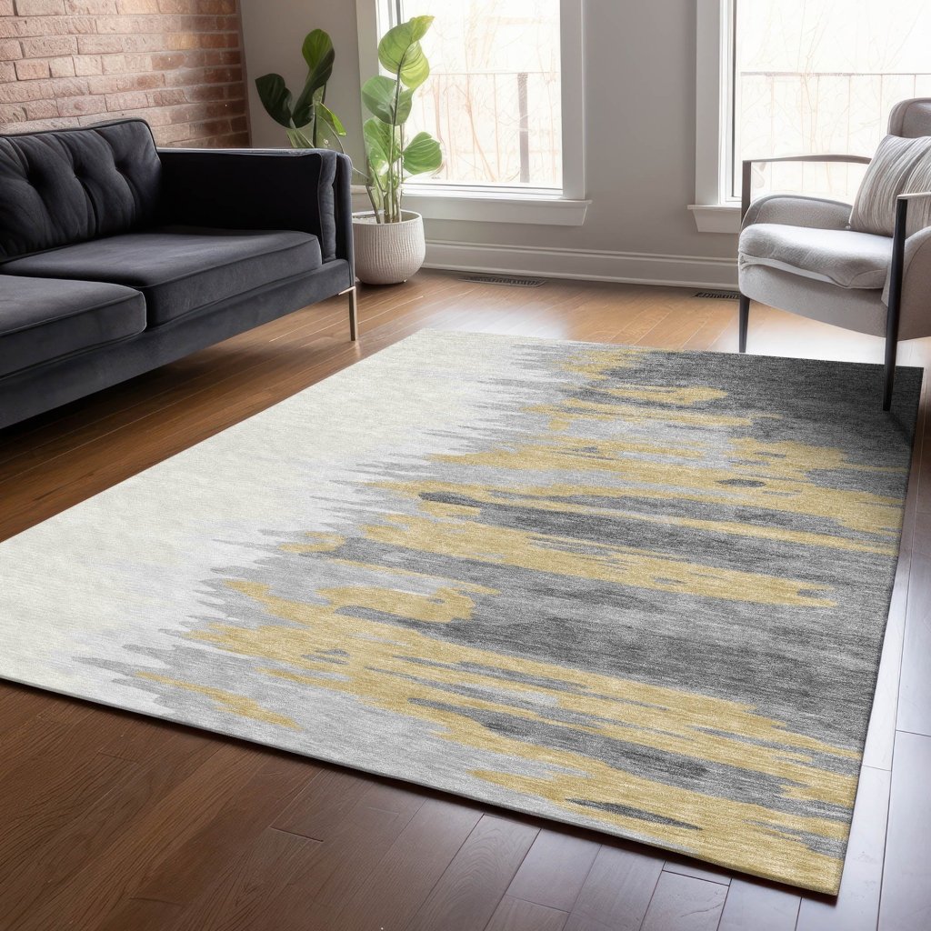 LOOMLAN Rugs Meleya Gray Washable Indoor-Outdoor Rug