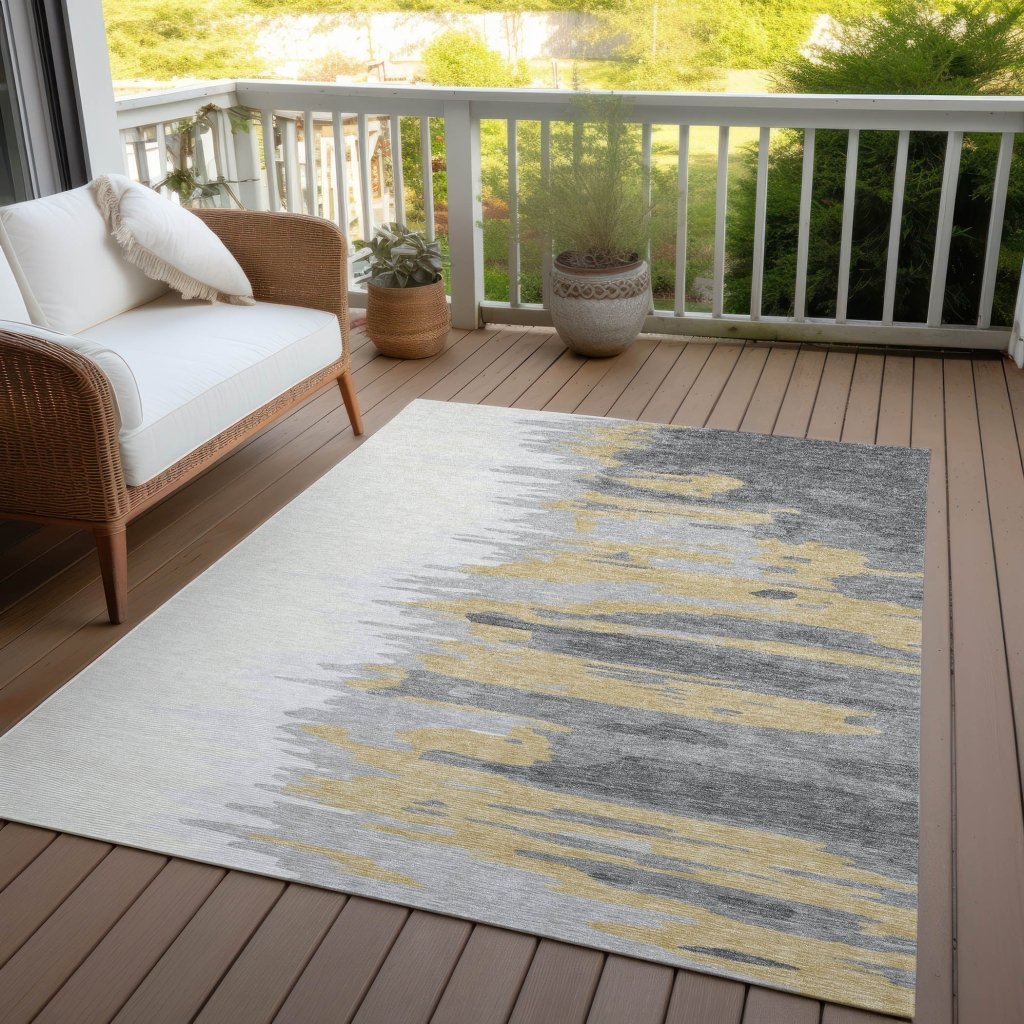 LOOMLAN Rugs Meleya Gray Washable Indoor-Outdoor Rug