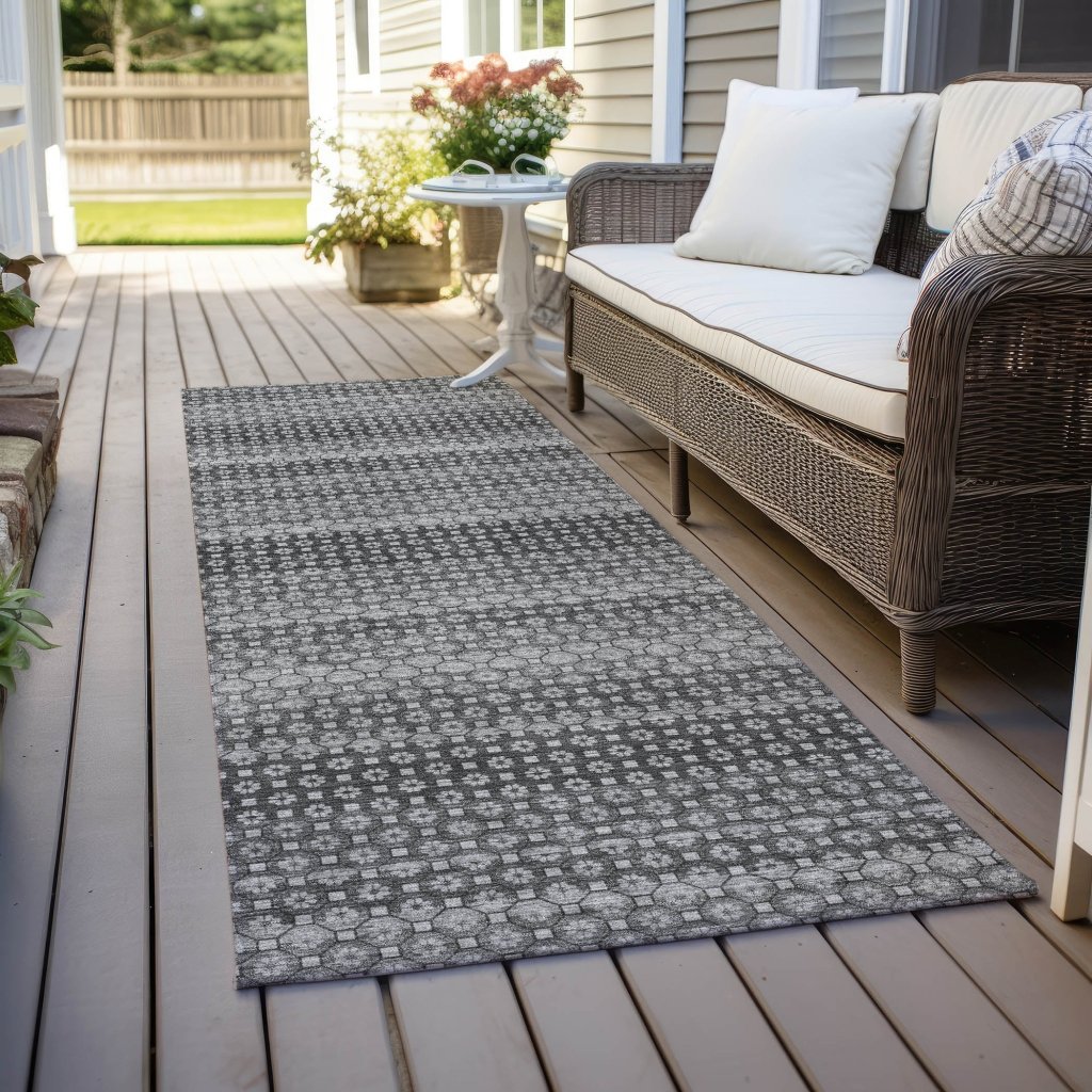 LOOMLAN Rugs Melisyn Gray Washable Indoor-Outdoor Rug