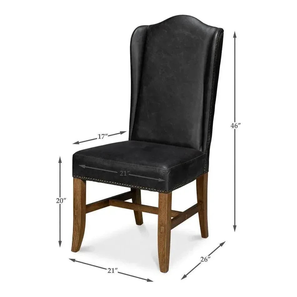 Sarreid Mercado High Back Leather Dining Chair 2PC