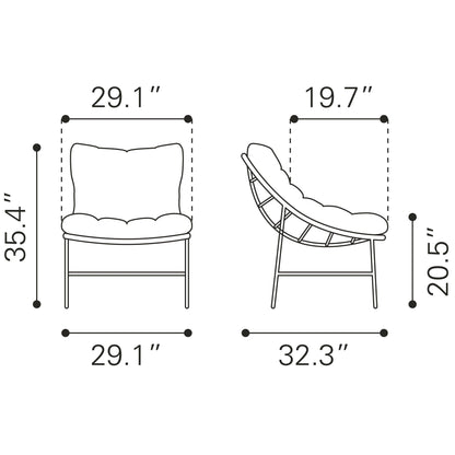 Merilyn Accent Chair Beige & Natural - Sideboards and Things Accent Chairs, Accents_Natural, Brand_Zuo Modern, Color_Beige, Color_Natural, Depth_30-40, Features_Indoor/Outdoor Use, Features_Removable Cushions, Height_30-40, Materials_Metal, Materials_Upholstery, Metal Type_Aluminum, Product Type_Occasional Chair, Upholstery Type_Cotton, Upholstery Type_Fabric Blend, Upholstery Type_Olefin, Upholstery Type_Performance Fabric, Width_20-30