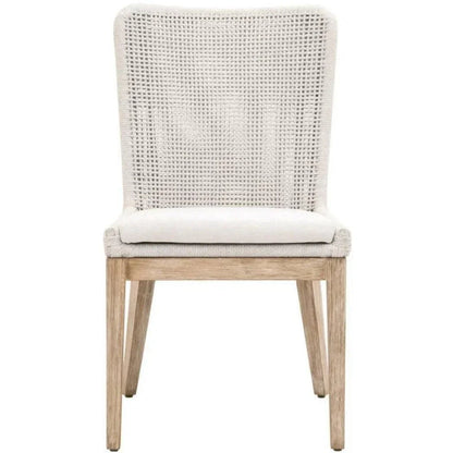 Mesh Dining Chair 2PC White Rope & Wood - LOOMLAN - Essentials For Living - Dining Chairs
