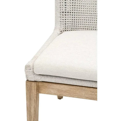 Mesh Dining Chair 2PC White Rope & Wood - LOOMLAN - Essentials For Living - Dining Chairs