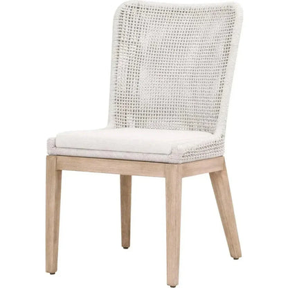 Mesh Dining Chair 2PC White Rope & Wood - LOOMLAN - Essentials For Living - Dining Chairs
