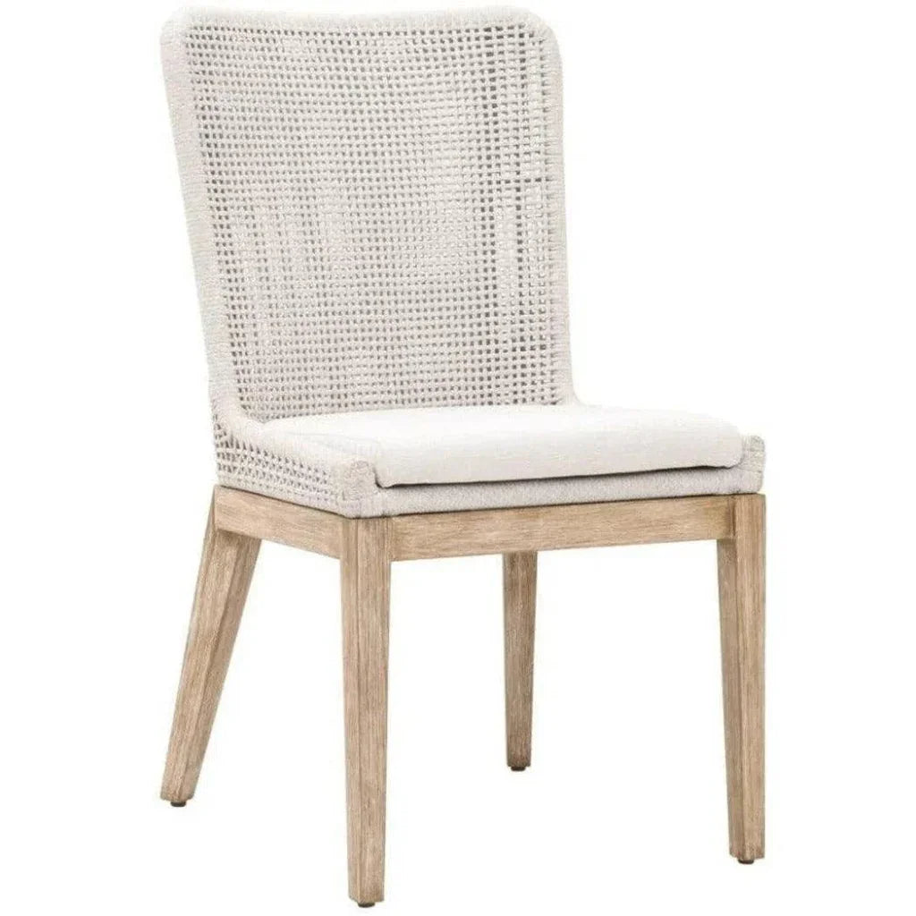 Mesh Dining Chair 2PC White Rope & Wood - LOOMLAN - Essentials For Living - Dining Chairs