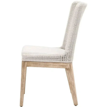 Mesh Dining Chair 2PC White Rope & Wood - LOOMLAN - Essentials For Living - Dining Chairs