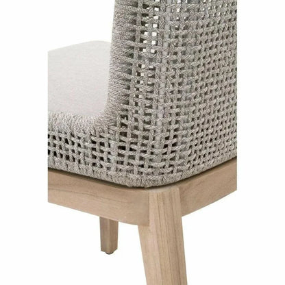 Mesh Outdoor Dining Chair 2PC Taupe & White Rope & Teak - LOOMLAN - Essentials For Living - Outdoor Dining Chairs