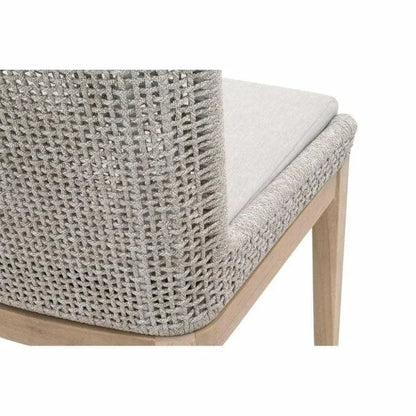 Mesh Outdoor Dining Chair 2PC Taupe & White Rope & Teak - LOOMLAN - Essentials For Living - Outdoor Dining Chairs
