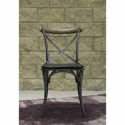 Metal Crossback Leather Dining Chair 2PC - LOOMLAN - LH Imports - Dining Chairs