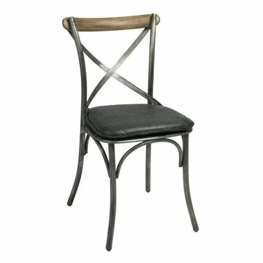 LH Home Metal Crossback Leather Dining Chair 2PC