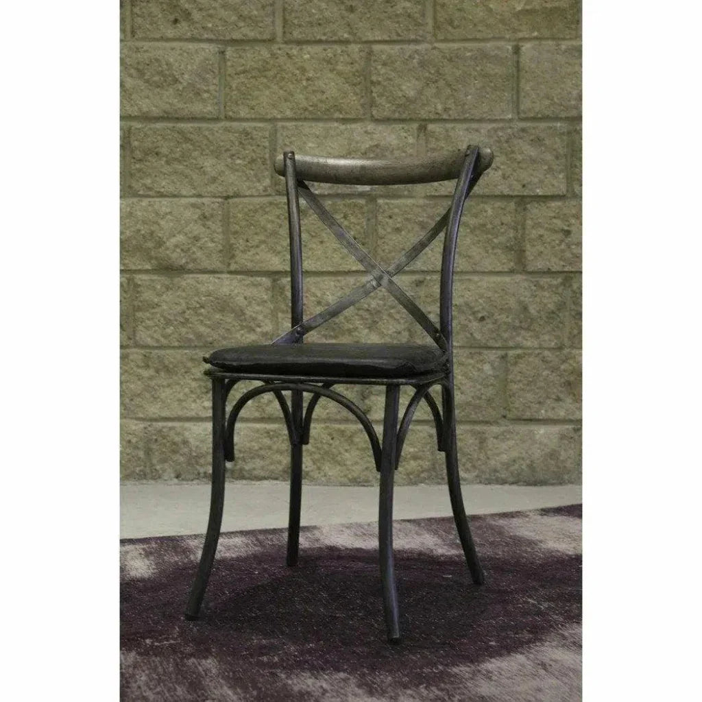 Metal Crossback Leather Dining Chair 2PC - LOOMLAN - LH Imports - Dining Chairs