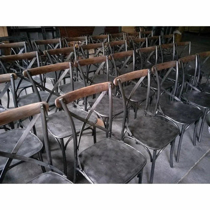 Metal Crossback Leather Dining Chair 2PC - LOOMLAN - LH Imports - Dining Chairs