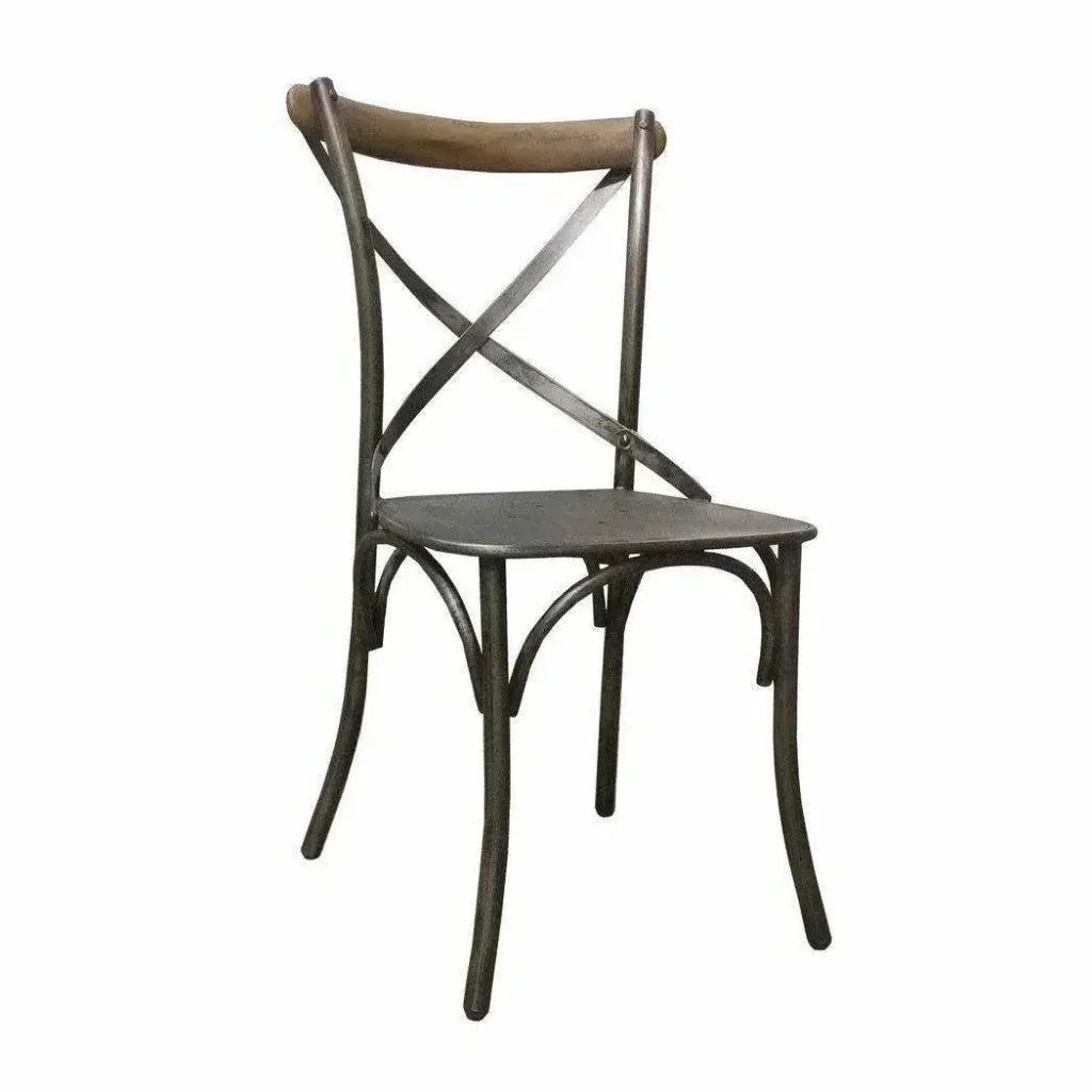 Metal Crossback Leather Dining Chair 2PC - LOOMLAN - LH Imports - Dining Chairs