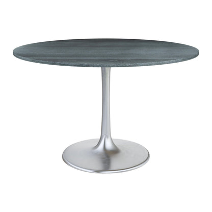 Metropolis Dining Table 48" Black - Sideboards and Things Brand_Zuo Modern, Color_Black, Color_Silver, Finish_Semi Gloss, Materials_Metal, Materials_Stone, Materials_Wood, Metal Type_Aluminum, Metal Type_Iron, Product Type_Dining Height, Shape_Round, Stone Type_Marble, Table Base_Metal, Table Top_Stone, Width_40-50, Wood Species_MDF