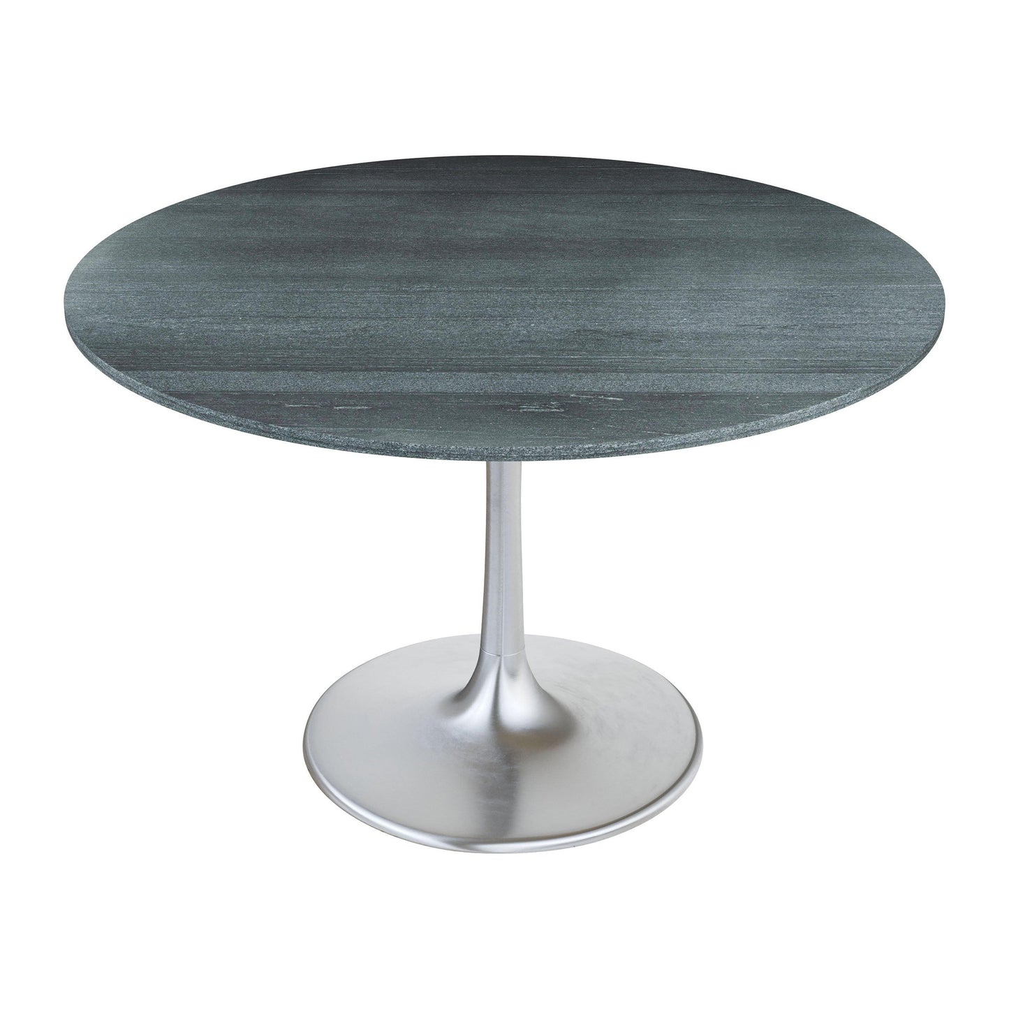 Metropolis Dining Table 48" Black - Sideboards and Things Brand_Zuo Modern, Color_Black, Color_Silver, Finish_Semi Gloss, Materials_Metal, Materials_Stone, Materials_Wood, Metal Type_Aluminum, Metal Type_Iron, Product Type_Dining Height, Shape_Round, Stone Type_Marble, Table Base_Metal, Table Top_Stone, Width_40-50, Wood Species_MDF