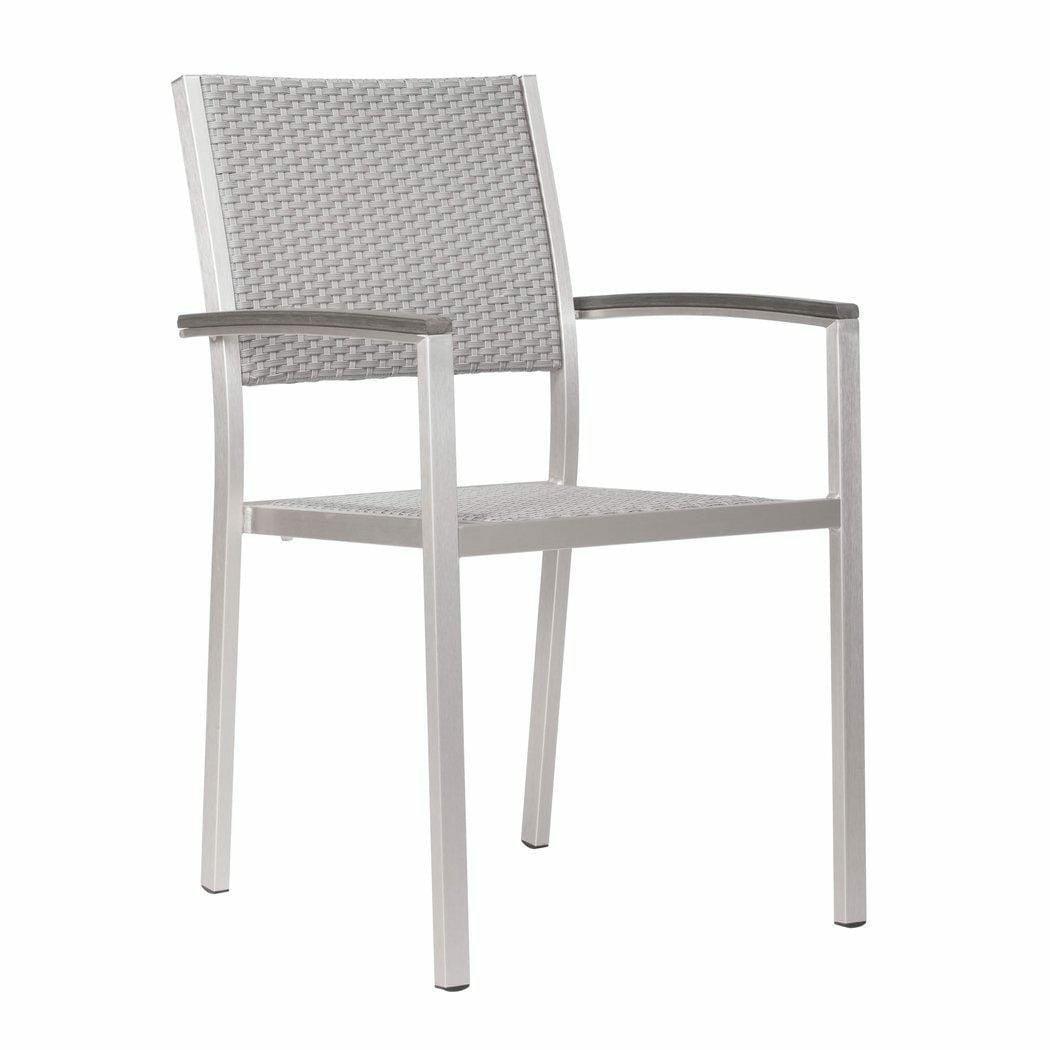 Metropolitan Arm Chair (Set of 2) Brushed Aluminum - Sideboards and Things Back Type_With Back, Color_Silver, Depth_20-30, Features_Indoor/Outdoor Use, Finish_Brushed, Height_30-40, Materials_Metal, Metal Type_Aluminum, Number of Pieces_2PC Set, Product Type_Outdoor Dining Height, Shape_With Arms, Width_20-30