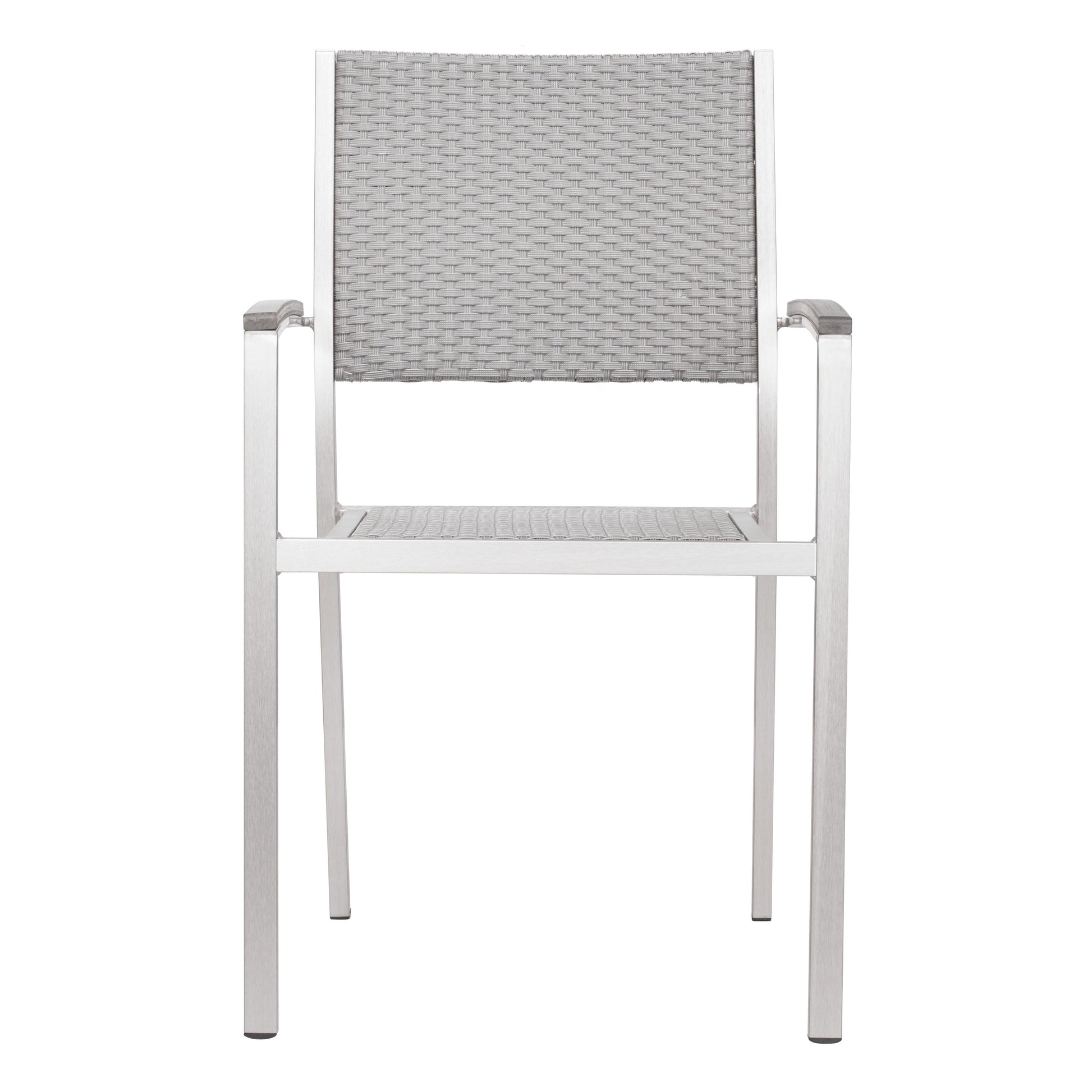 Metropolitan Arm Chair (Set of 2) Brushed Aluminum - Sideboards and Things Back Type_With Back, Color_Silver, Depth_20-30, Features_Indoor/Outdoor Use, Finish_Brushed, Height_30-40, Materials_Metal, Metal Type_Aluminum, Number of Pieces_2PC Set, Product Type_Outdoor Dining Height, Shape_With Arms, Width_20-30