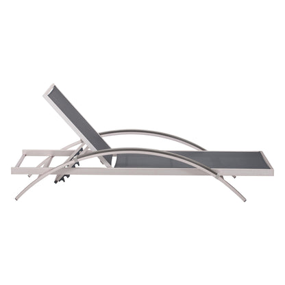 Metropolitan Outdoor Chaise Lounge Brushed Aluminum - Sideboards and Things Color_Silver, Depth_70-80, Features_Indoor/Outdoor Use, Finish_Brushed, Height_0-10, Materials_Metal, Metal Type_Aluminum, Product Type_Chaise, Width_20-30
