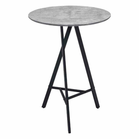 Metz Bar Table Gray - Sideboards and Things Accents_Black, Brand_Zuo Modern, Color_Black, Color_Gray, Finish_Powder Coated, Height_40-50, Materials_Metal, Materials_Wood, Metal Type_Steel, Product Type_Bar Height, Seating Capacity_2, Table Base_Metal, Table Top_Stone, Width_30-40, Wood Species_MDF