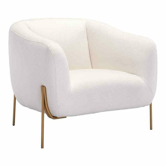 Micaela Arm Chair Ivory & Gold - Sideboards and Things Accents_Gold, Brand_Zuo Modern, Color_Gold, Color_Ivory, Finish_Polished, Materials_Metal, Metal Type_Steel, Product Type_Arm Chair, Upholstery Type_Fabric Blend, Upholstery Type_Polyester