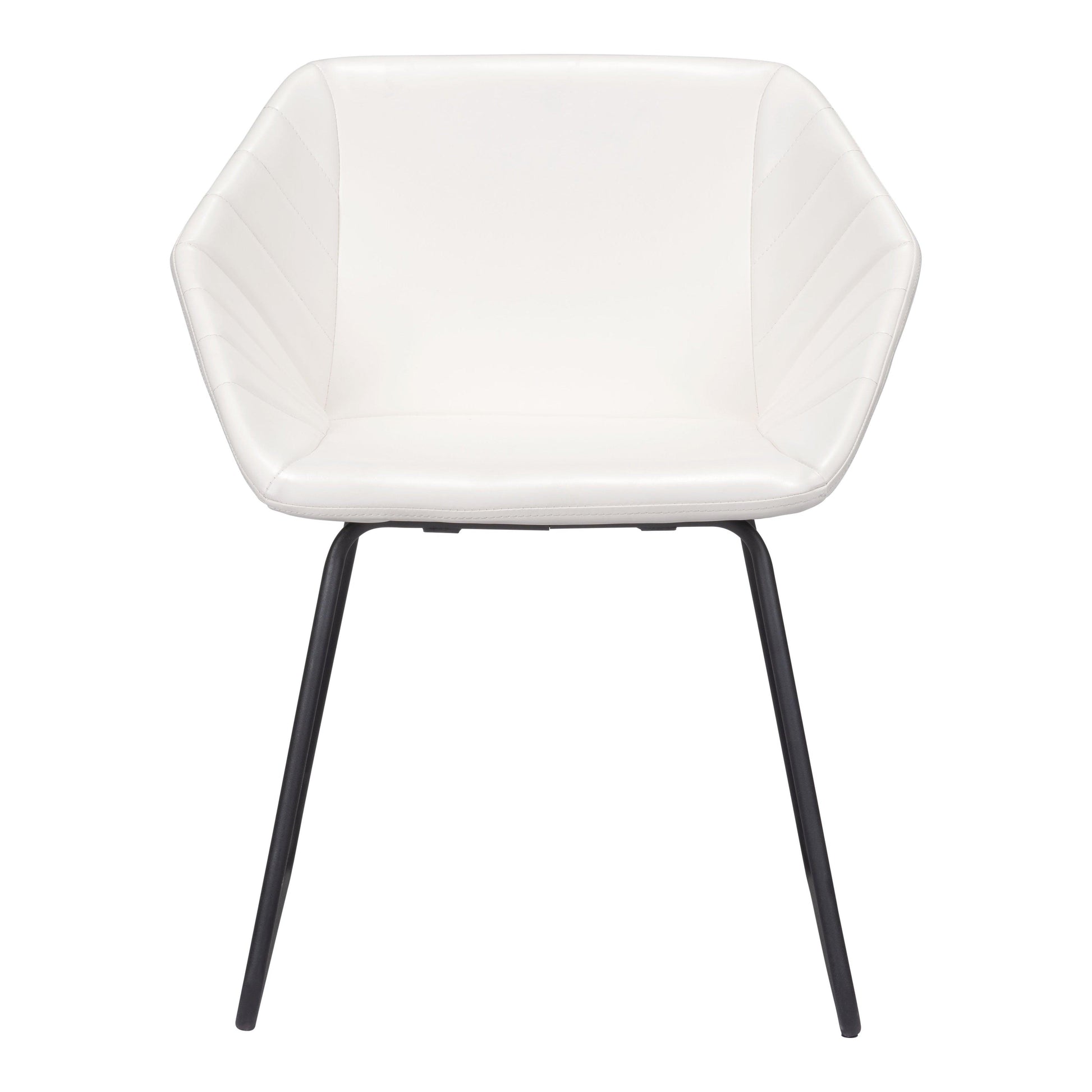 Miguel Dining Chair (Set of 2) White - Sideboards and Things Back Type_With Back, Brand_Zuo Modern, Color_Black, Color_White, Depth_20-30, Finish_Powder Coated, Height_30-40, Materials_Metal, Materials_Upholstery, Materials_Wood, Metal Type_Steel, Number of Pieces_2PC Set, Product Type_Dining Height, Upholstery Type_Leather, Upholstery Type_Vegan Leather, Width_20-30, Wood Species_Plywood