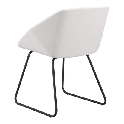 Miguel Dining Chair (Set of 2) White - Sideboards and Things Back Type_With Back, Brand_Zuo Modern, Color_Black, Color_White, Depth_20-30, Finish_Powder Coated, Height_30-40, Materials_Metal, Materials_Upholstery, Materials_Wood, Metal Type_Steel, Number of Pieces_2PC Set, Product Type_Dining Height, Upholstery Type_Leather, Upholstery Type_Vegan Leather, Width_20-30, Wood Species_Plywood