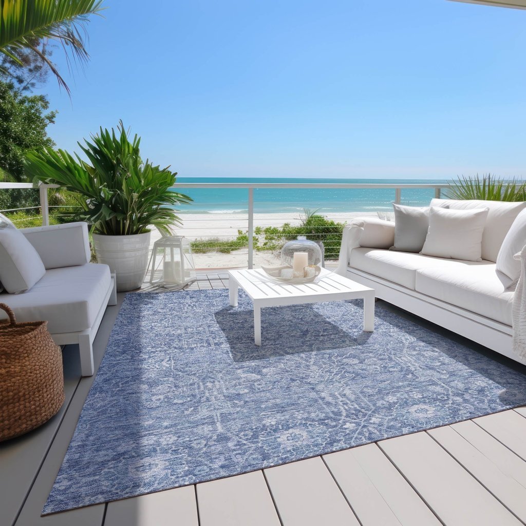 LOOMLAN Rugs Mila Blue Washable Indoor-Outdoor Rug