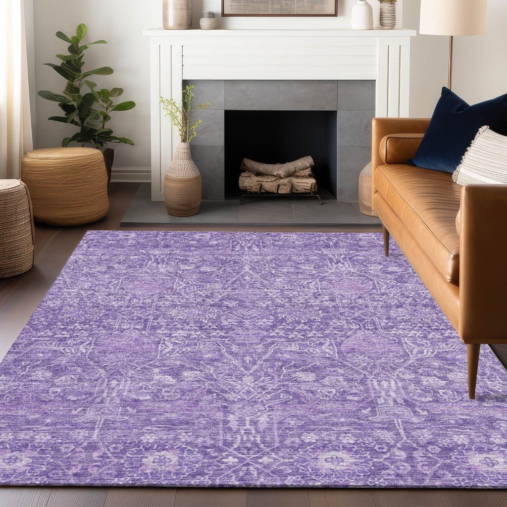 LOOMLAN Rugs Mila Purple Washable Indoor-Outdoor Rug