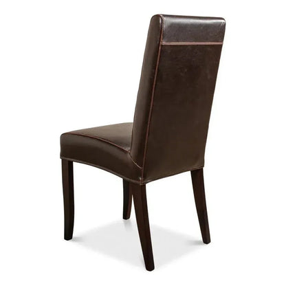 Milano Brown Leather Dining Chairs Set of 2 - LOOMLAN - Sarreid - Dining Chairs