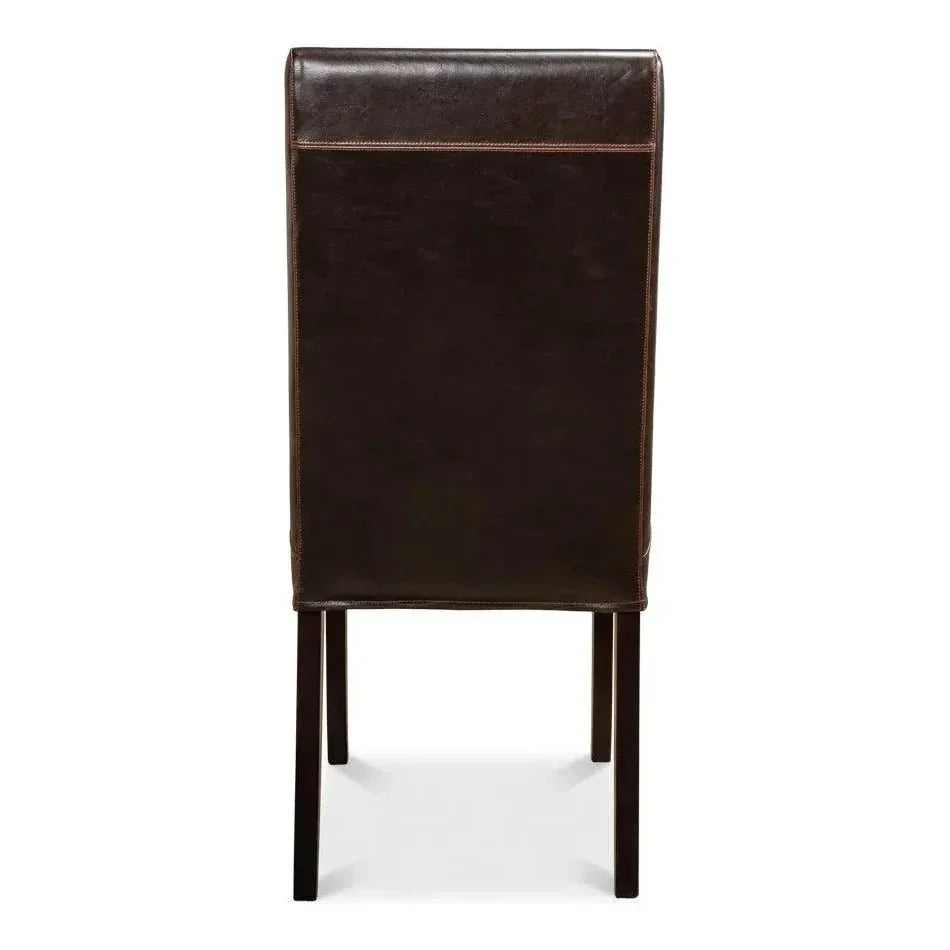 Milano Brown Leather Dining Chairs Set of 2 - LOOMLAN - Sarreid - Dining Chairs