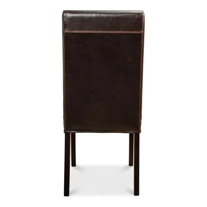 Milano Brown Leather Dining Chairs Set of 2 - LOOMLAN - Sarreid - Dining Chairs