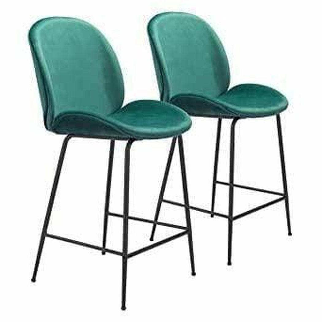 Miles Counter Chair Green - Sideboards and Things Accents_Black, Back Type_With Back, Brand_Zuo Modern, Color_Black, Color_Green, Depth_20-30, Finish_Powder Coated, Height_40-50, Materials_Metal, Metal Type_Steel, Number of Pieces_2PC Set, Product Type_Counter Height, Upholstery Type_Fabric Blend, Upholstery Type_Polyester, Width_20-30