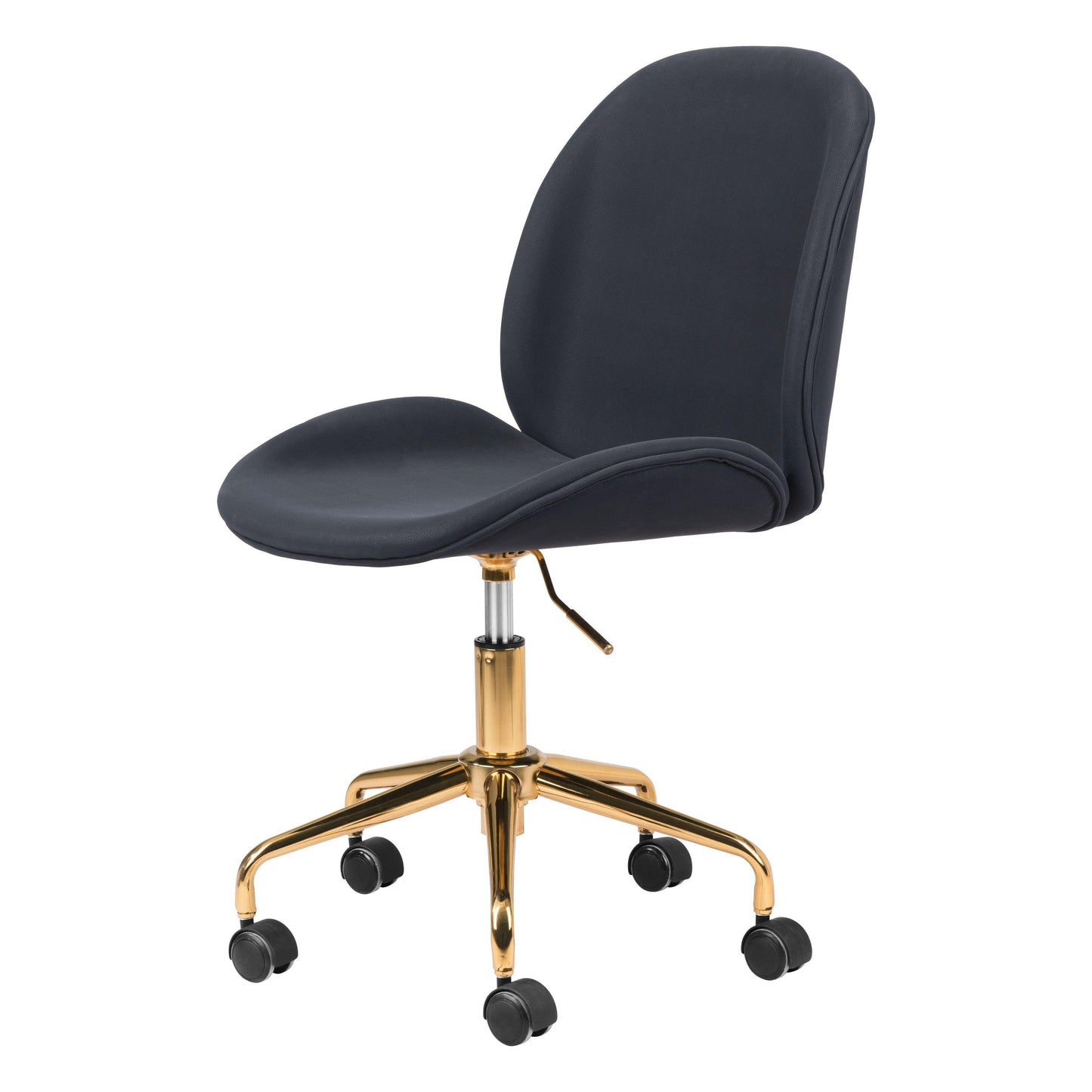 Miles Office Chair Black - Sideboards and Things Accents_Gold, Brand_Zuo Modern, Color_Black, Color_Gold, Depth_20-30, Features_Adjustable Height, Finish_Polished, Height_30-40, Materials_Metal, Materials_Wood, Metal Type_Steel, Upholstery Type_Fabric Blend, Upholstery Type_Polyester, Width_20-30, Wood Species_Plywood