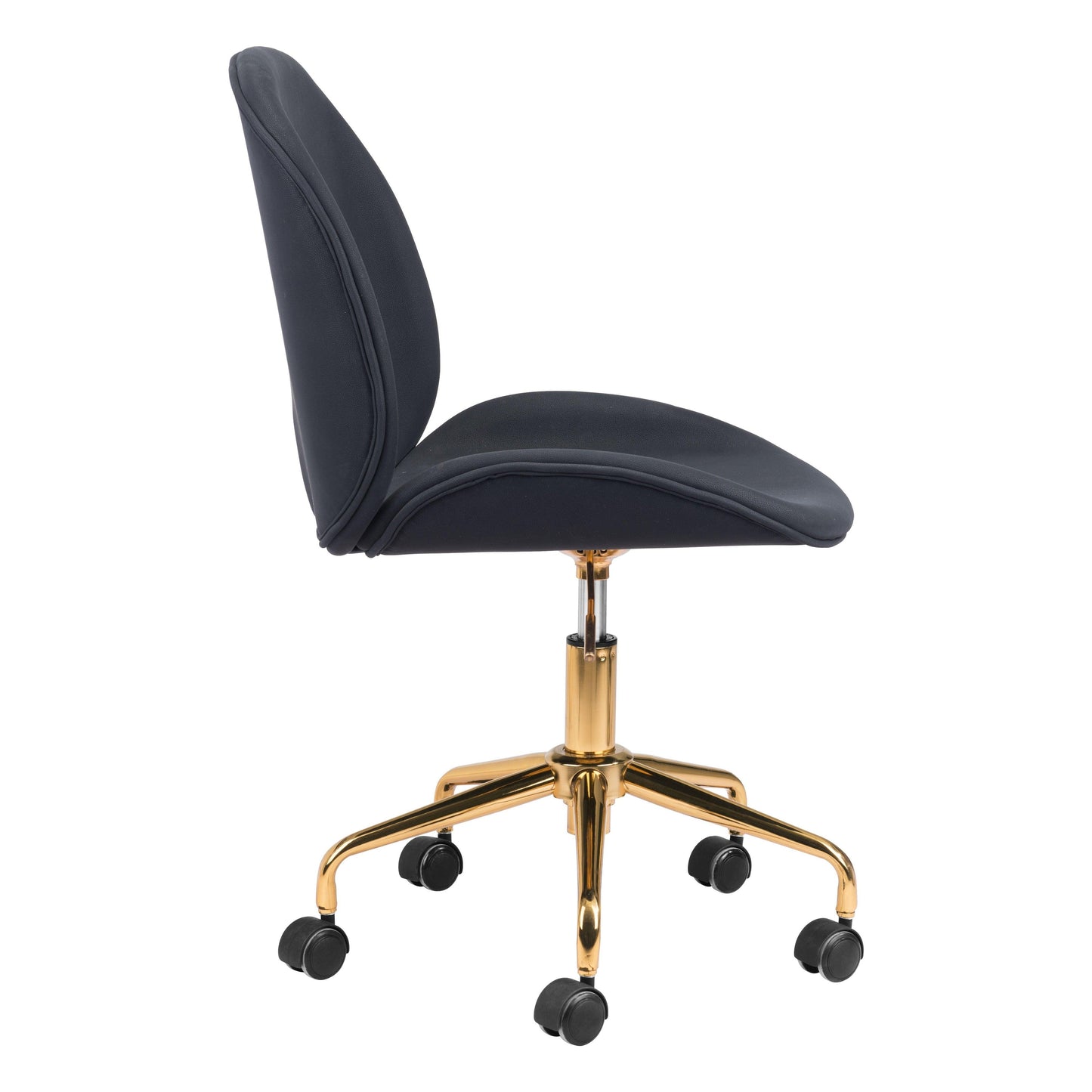 Miles Office Chair Black - Sideboards and Things Accents_Gold, Brand_Zuo Modern, Color_Black, Color_Gold, Depth_20-30, Features_Adjustable Height, Finish_Polished, Height_30-40, Materials_Metal, Materials_Wood, Metal Type_Steel, Upholstery Type_Fabric Blend, Upholstery Type_Polyester, Width_20-30, Wood Species_Plywood