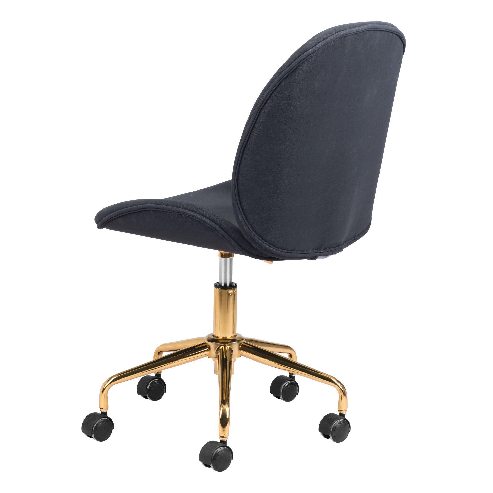 Miles Office Chair Black - Sideboards and Things Accents_Gold, Brand_Zuo Modern, Color_Black, Color_Gold, Depth_20-30, Features_Adjustable Height, Finish_Polished, Height_30-40, Materials_Metal, Materials_Wood, Metal Type_Steel, Upholstery Type_Fabric Blend, Upholstery Type_Polyester, Width_20-30, Wood Species_Plywood