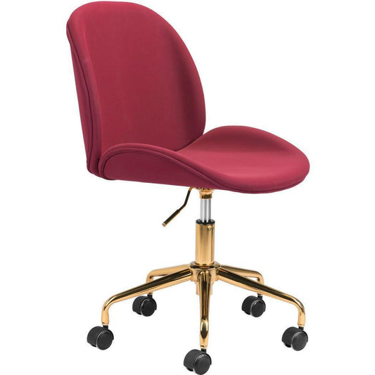 Miles Office Chair Red - Sideboards and Things Accents_Gold, Brand_Zuo Modern, Color_Gold, Color_Red, Depth_20-30, Features_Adjustable Height, Features_Swivel, Finish_Powder Coated, Height_30-40, Materials_Metal, Metal Type_Steel, Upholstery Type_Fabric Blend, Upholstery Type_Polyester, Width_20-30