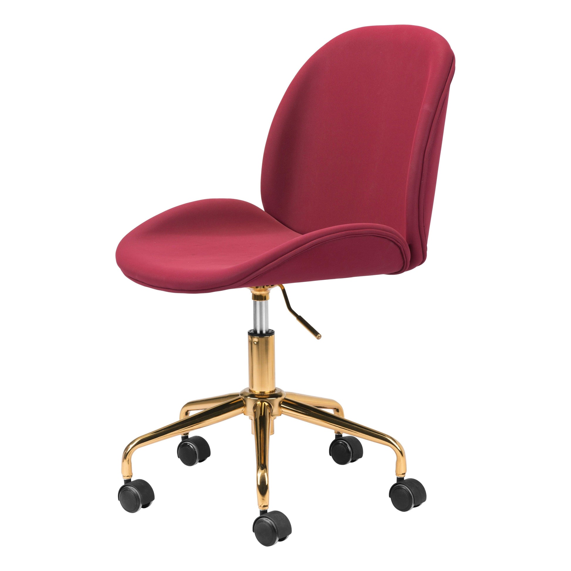 Miles Office Chair Red - Sideboards and Things Accents_Gold, Brand_Zuo Modern, Color_Gold, Color_Red, Depth_20-30, Features_Adjustable Height, Features_Swivel, Finish_Powder Coated, Height_30-40, Materials_Metal, Metal Type_Steel, Upholstery Type_Fabric Blend, Upholstery Type_Polyester, Width_20-30