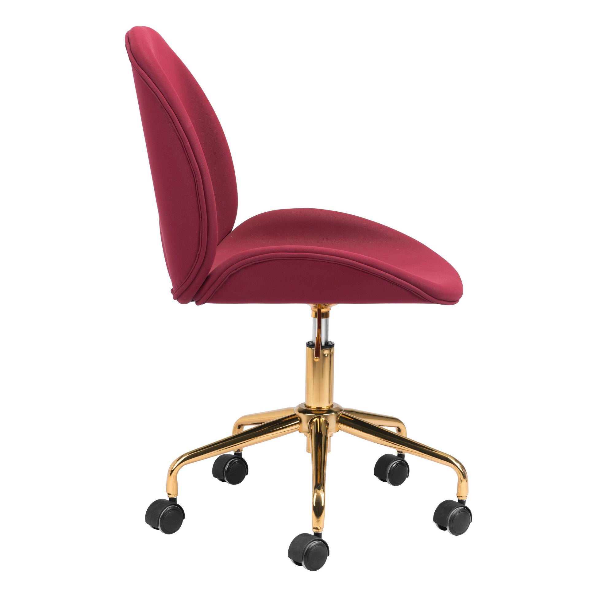 Miles Office Chair Red - Sideboards and Things Accents_Gold, Brand_Zuo Modern, Color_Gold, Color_Red, Depth_20-30, Features_Adjustable Height, Features_Swivel, Finish_Powder Coated, Height_30-40, Materials_Metal, Metal Type_Steel, Upholstery Type_Fabric Blend, Upholstery Type_Polyester, Width_20-30