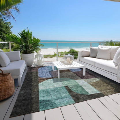 LOOMLAN Rugs Milo Brown Washable Indoor-Outdoor Rug