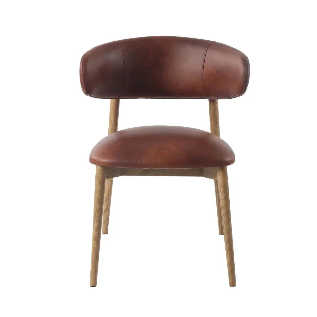 Milo Vintage Leather Armless Dining Chair - LOOMLAN - LH Imports - Dining Chairs