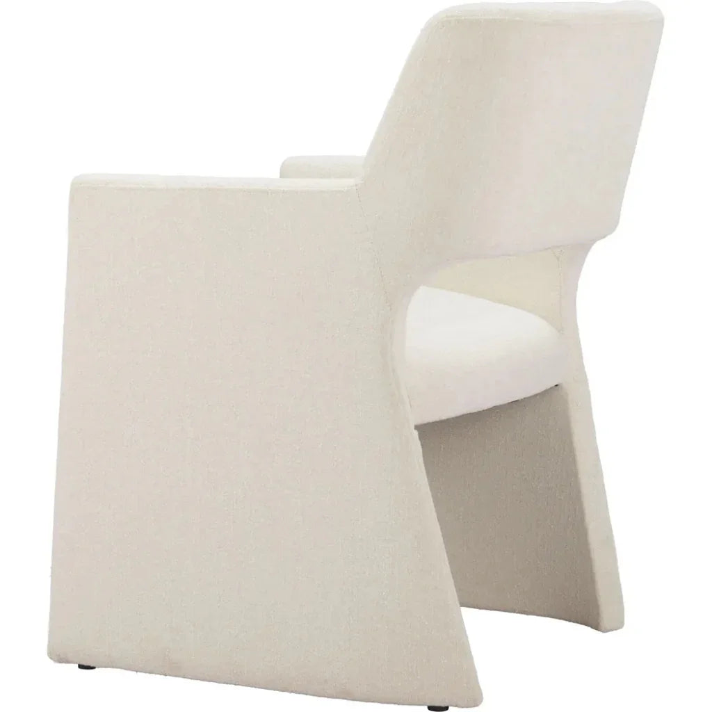 Zuo Modern Minet Linen and Wood White Dining Arm Chair