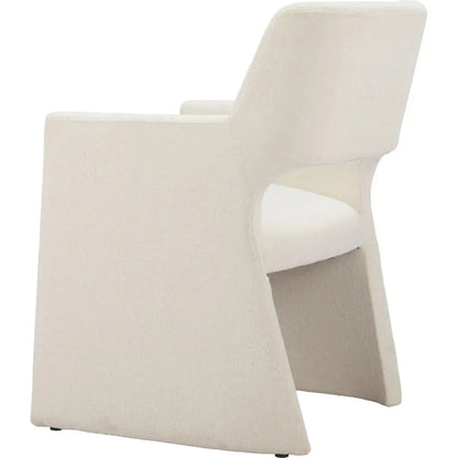 Zuo Modern Minet Linen and Wood White Dining Arm Chair