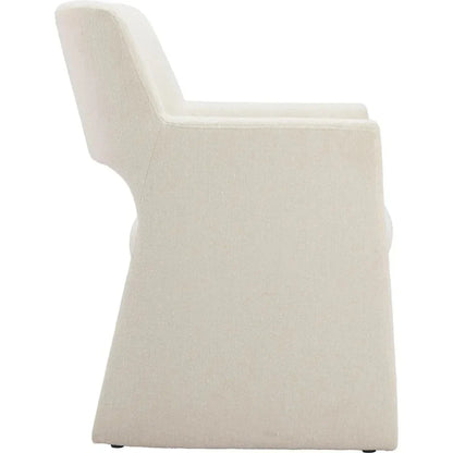 Zuo Modern Minet Linen and Wood White Dining Arm Chair