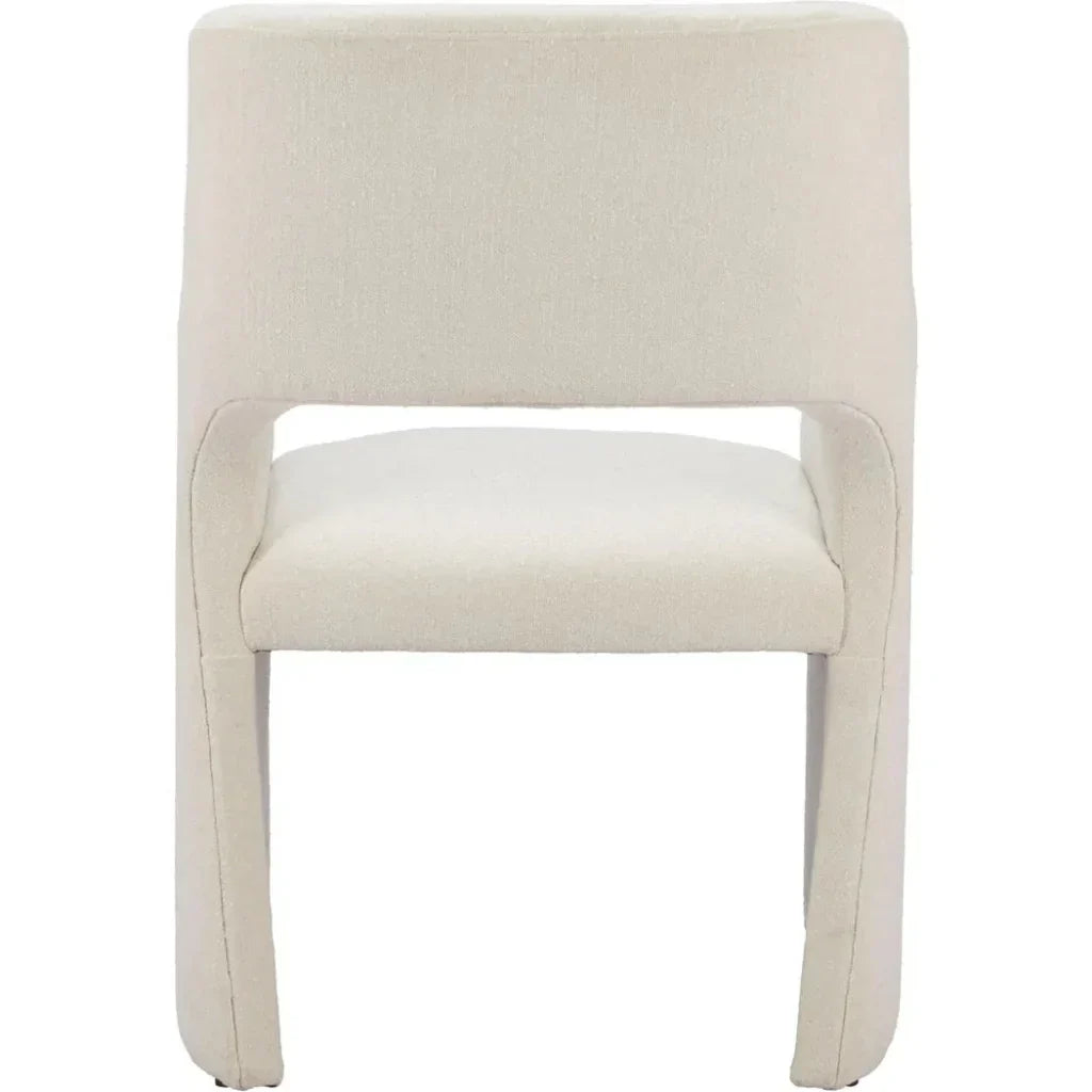 Zuo Modern Minet Linen and Wood White Dining Arm Chair