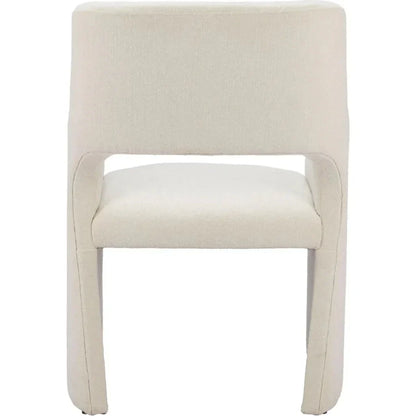 Zuo Modern Minet Linen and Wood White Dining Arm Chair