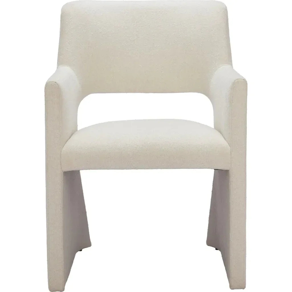 Zuo Modern Minet Linen and Wood White Dining Arm Chair