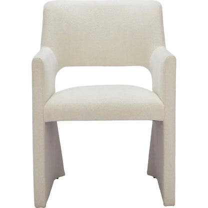 Zuo Modern Minet Linen and Wood White Dining Arm Chair