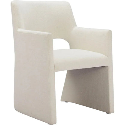 Zuo Modern Minet Linen and Wood White Dining Arm Chair